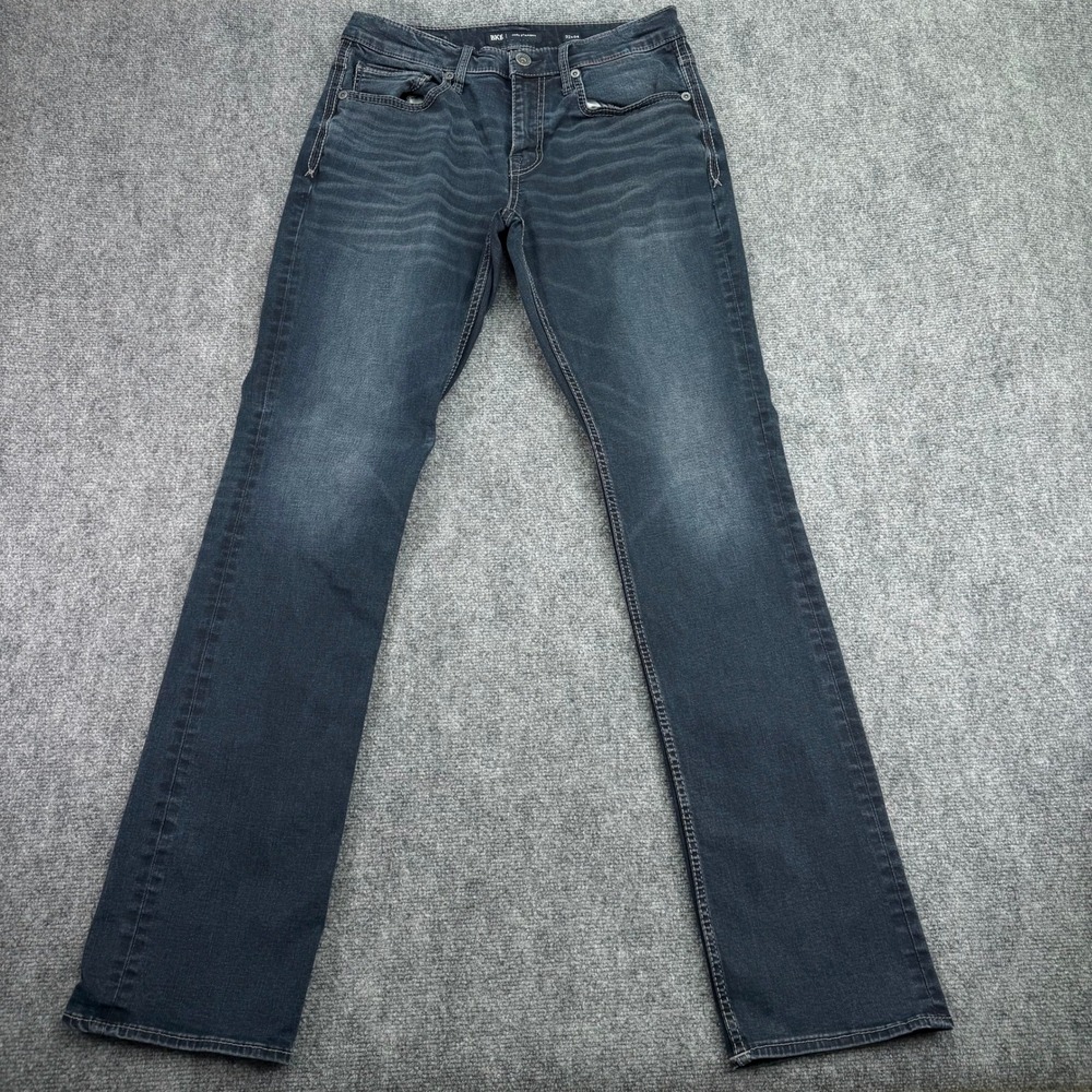 BKE Jeans Men's 32x34 Dark Wash Jake Straight Stretch Denim ABS16215